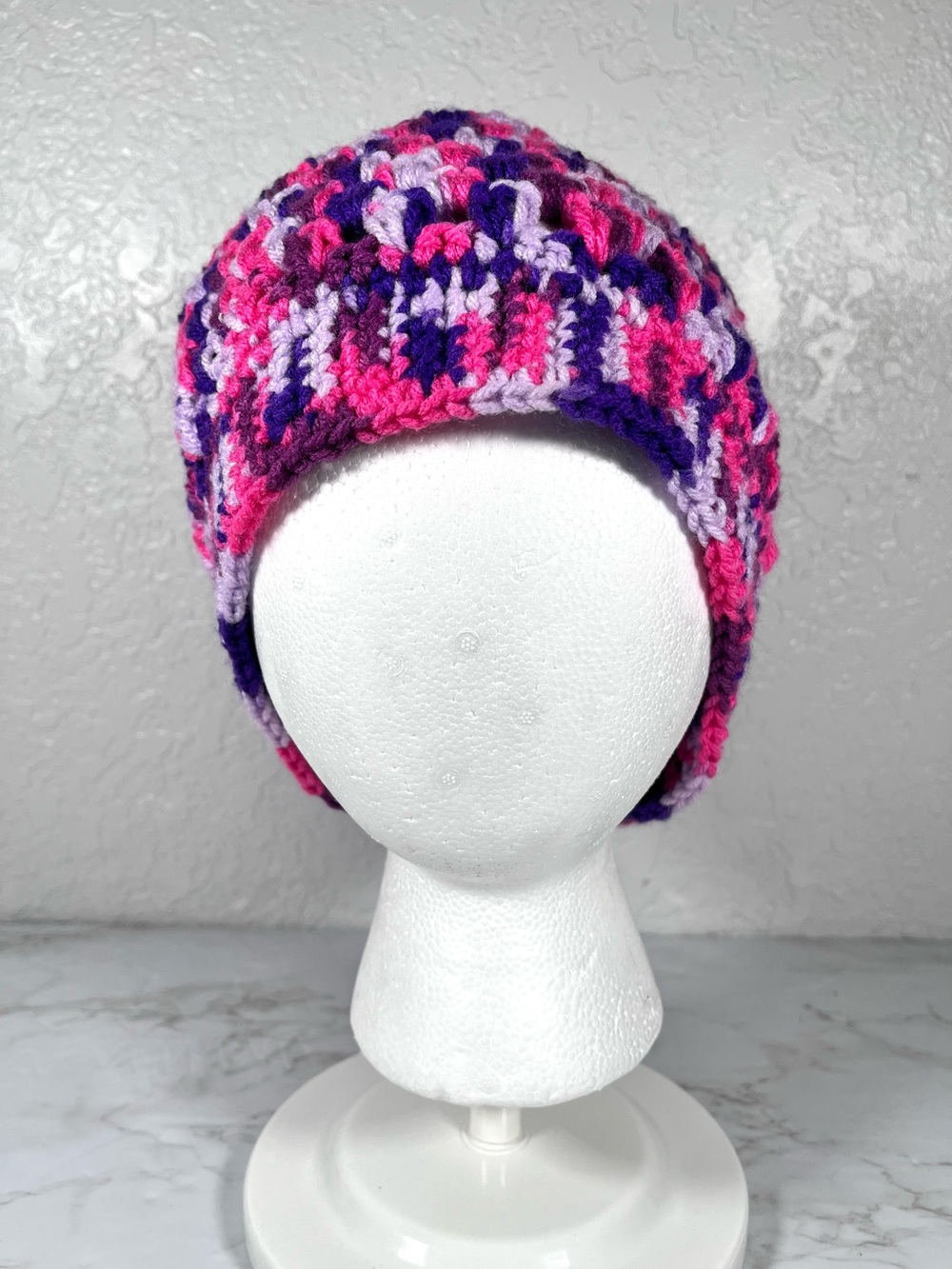 Crochet Pink & Purple Beanie